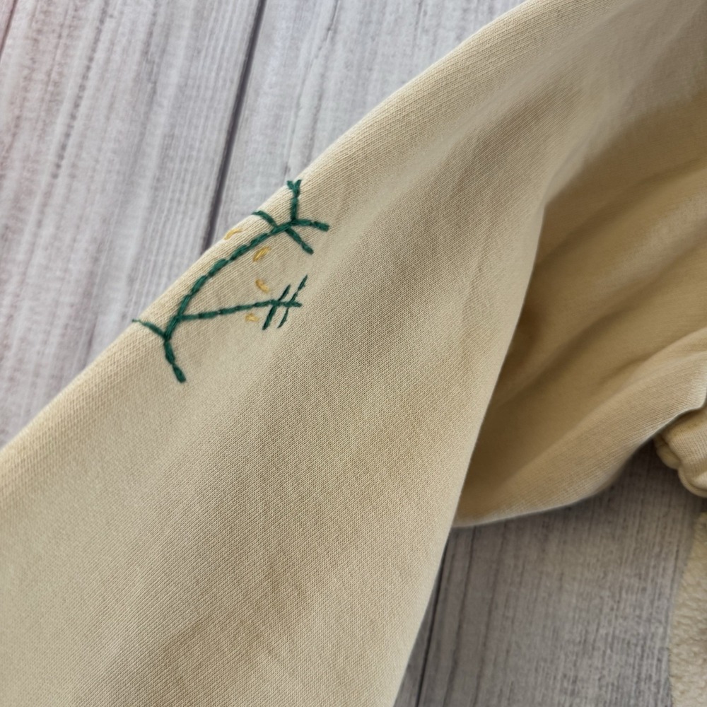 Kimchi Blue UO Marley Cropped Hoodie XS Putty Embroidered Boho Nature - Picture 5 of 11
